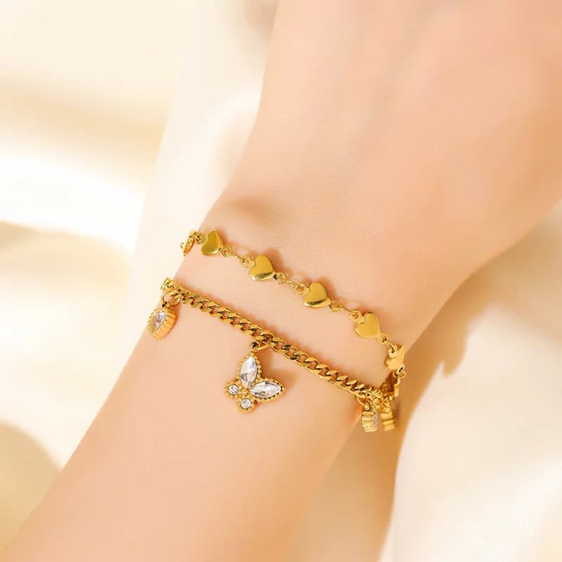 Cubic Zirconia Butterfly Chain Bracelet