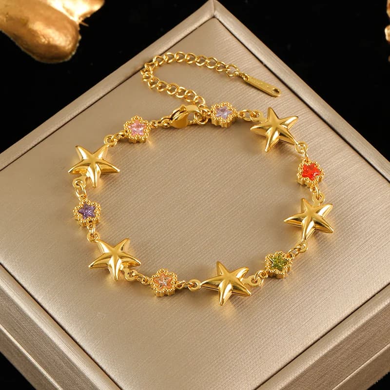 Gold Color Multiple Charms Bracelet