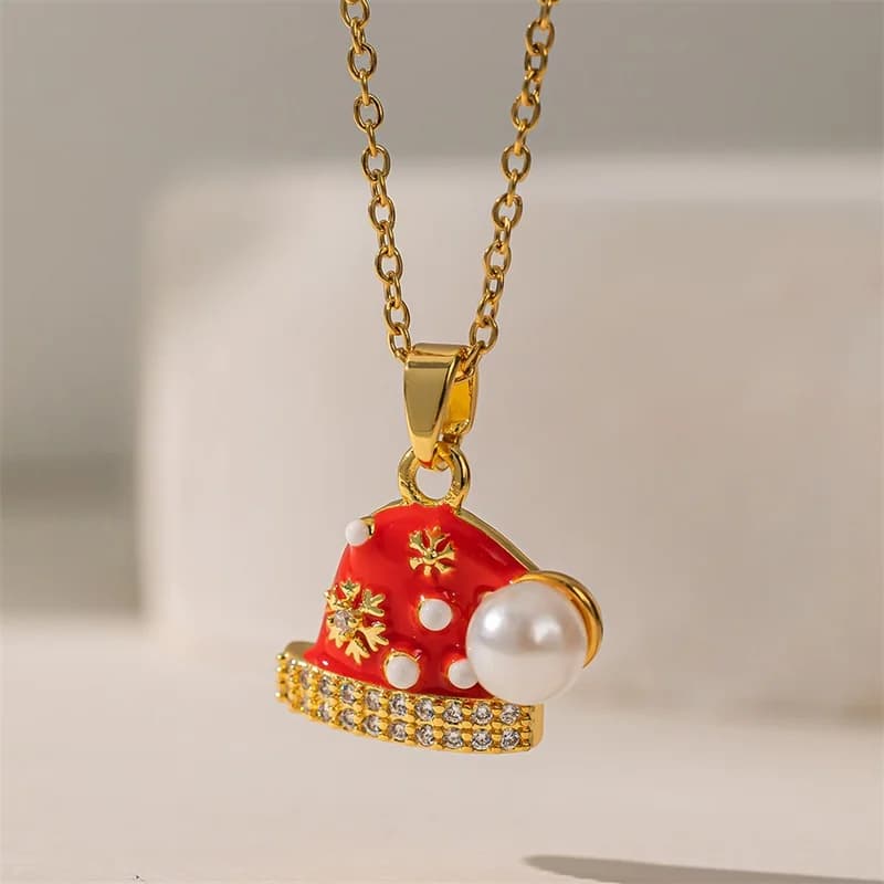 Stainless Steel Christmas Element Pendant Necklace