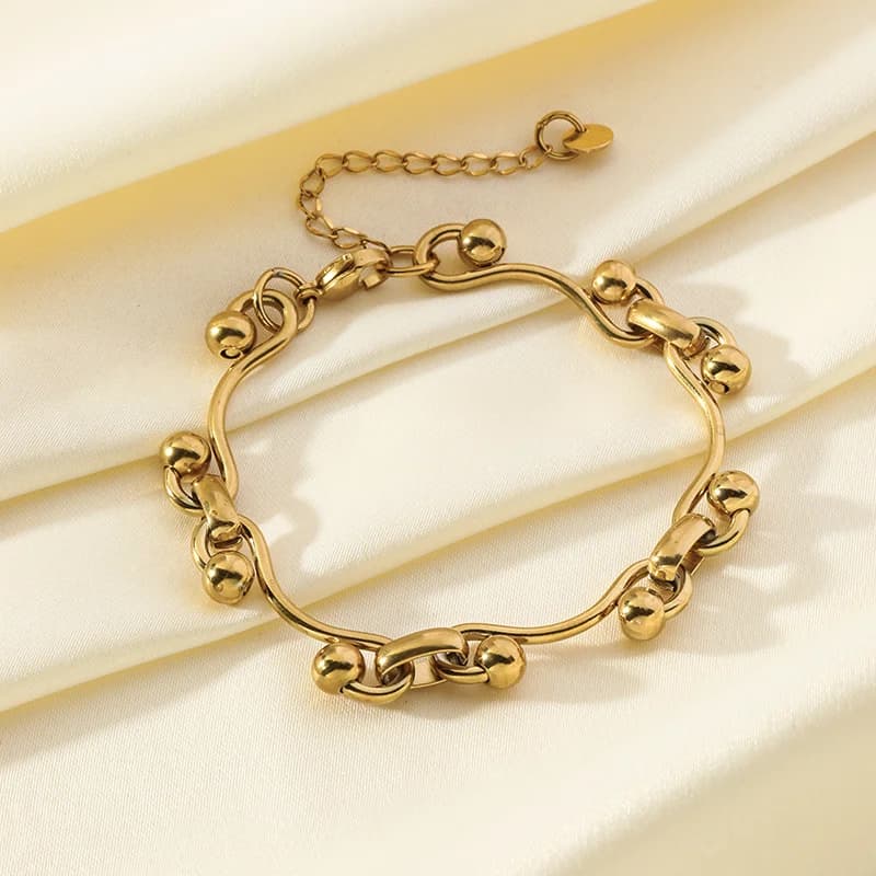316L rostfri stål guldfärgad hjärtcharm armband