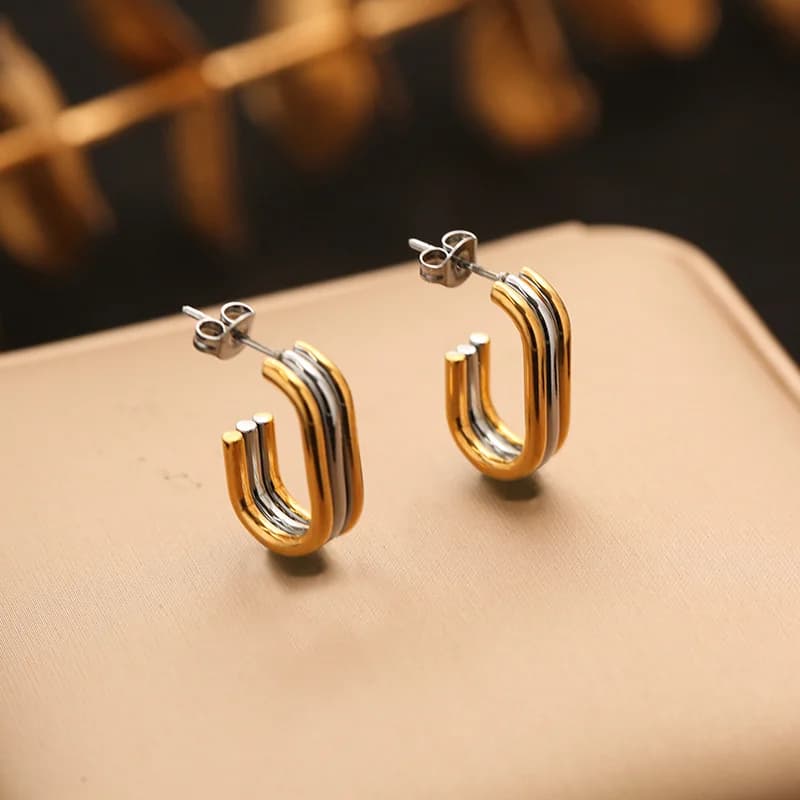 Silver Color Heart Hoop Earrings