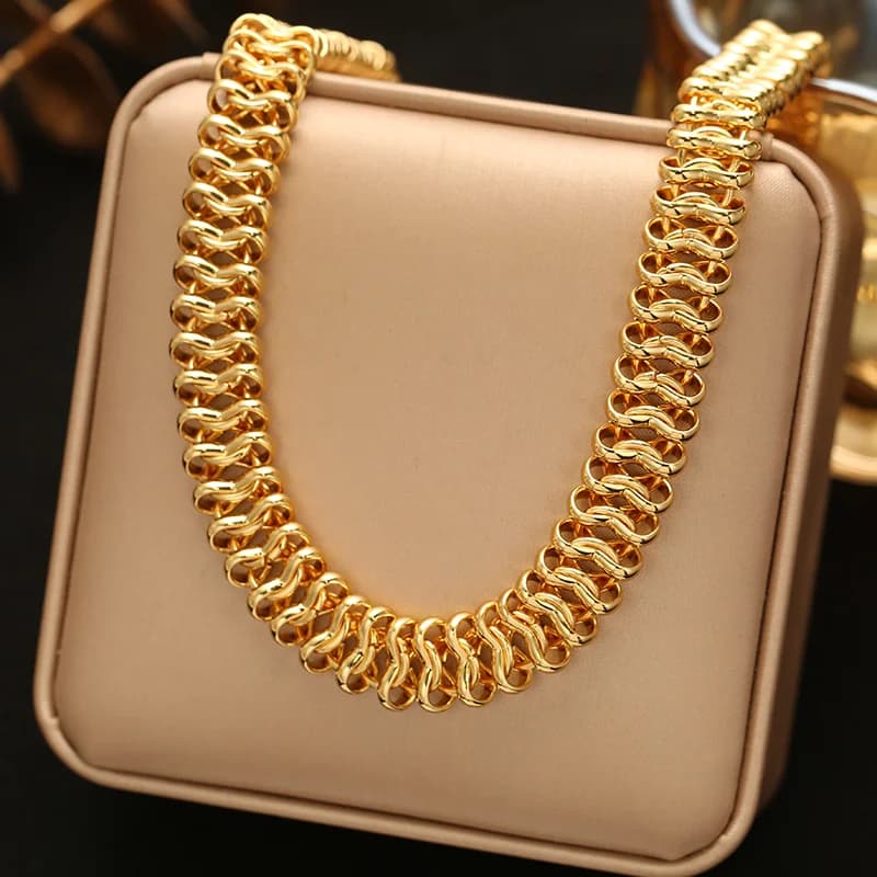 Textured 18K PVD Plated Statement Collar Necklace