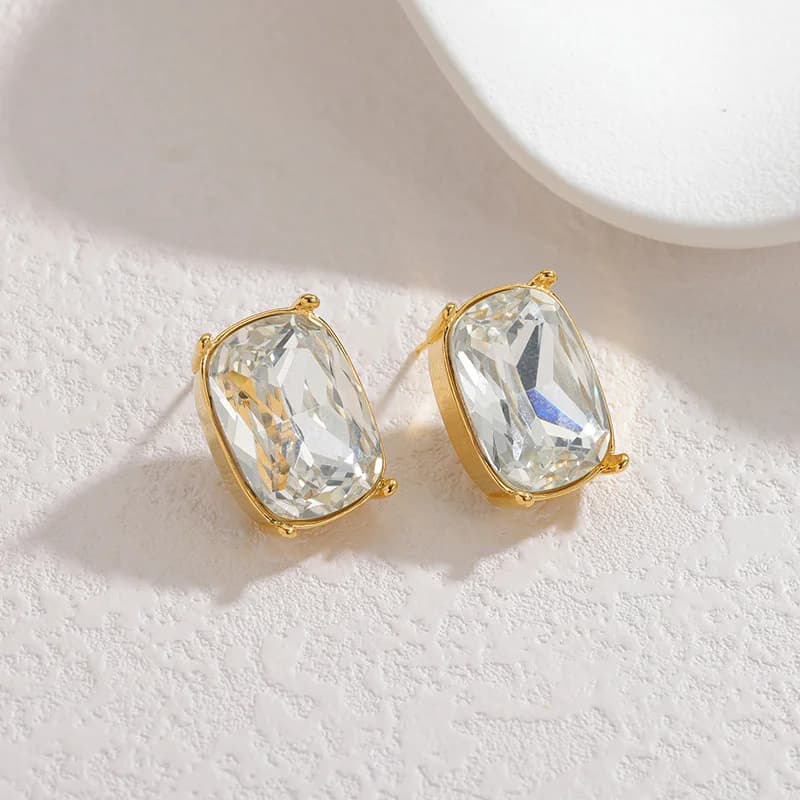 Stainless Steel Crystal Necklace, Earring, and Ring Set