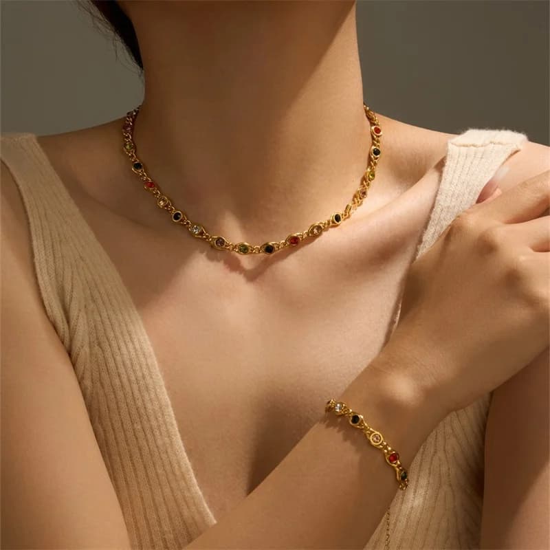 Zirkon kedjehalsband och armbandset