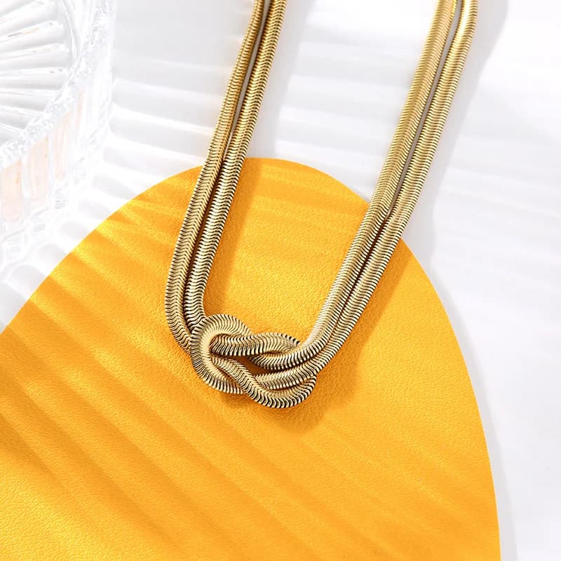 Knutkedja halsband, 18K guldpläterat