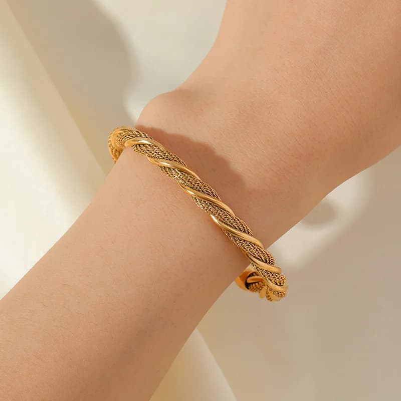 316L rostfritt stål guld färgad tvistad justerbar armband