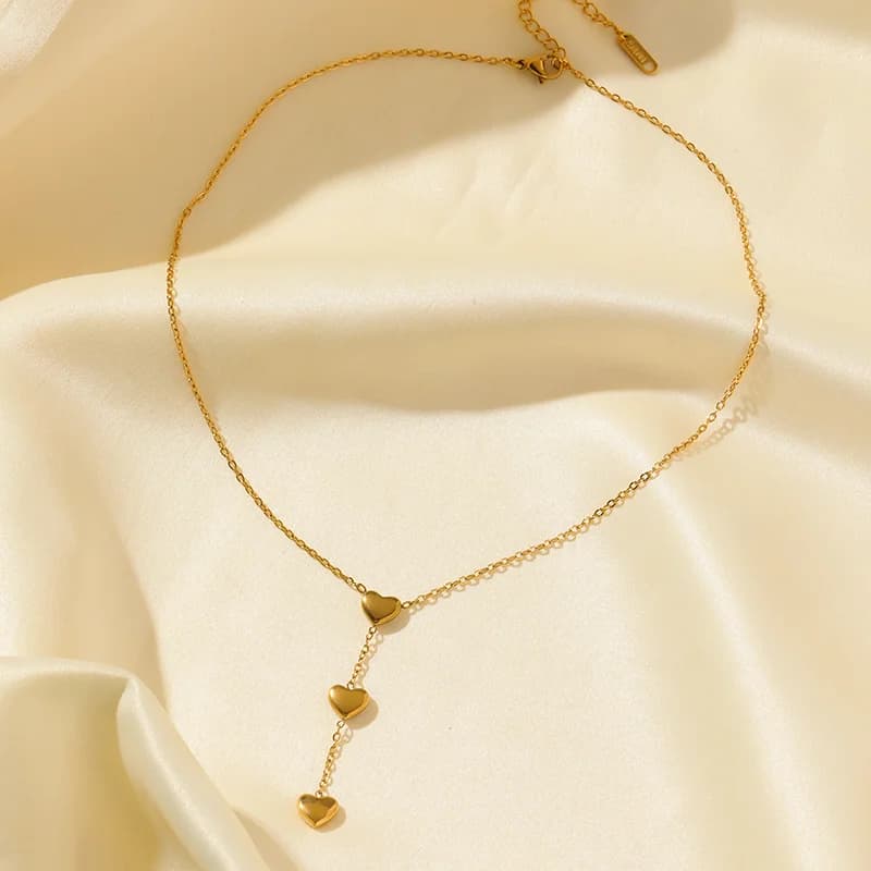 Gold Heart Pendant Charm Necklace