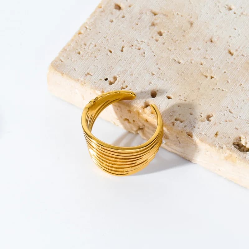 Exaggerated Open Adjustable Ring in Gold Stainless Steel