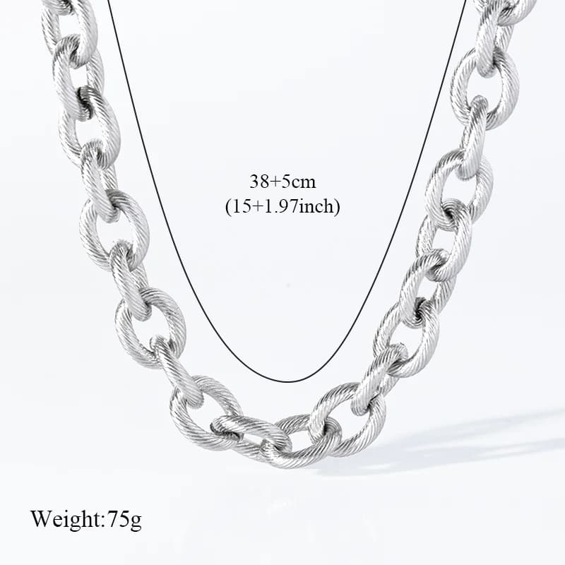 Tjock kedja i rostfritt stål, silverfärgad halsband