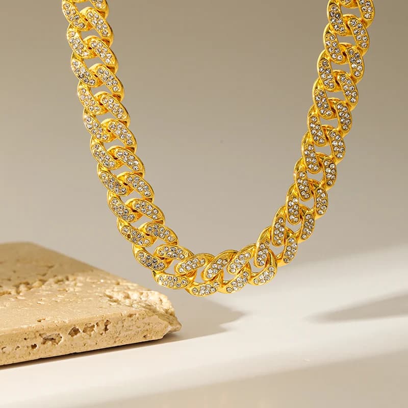 Geometrisk kubansk kedja – halsband och armband set
