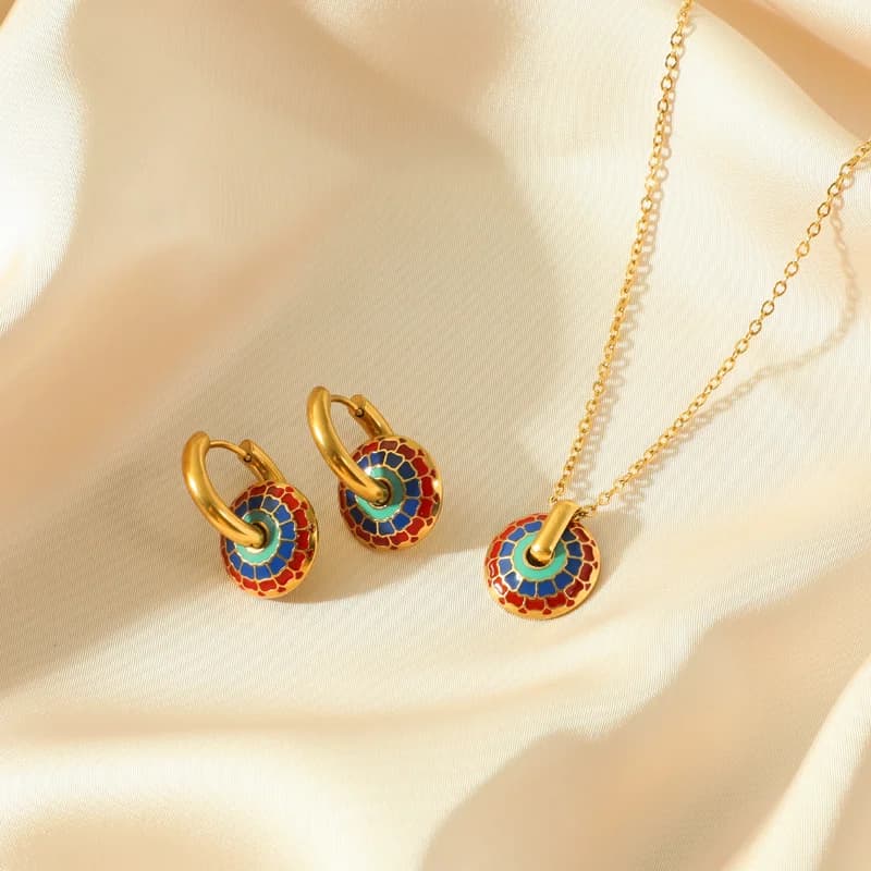 Vintage blomsterhalsband och örhängen set